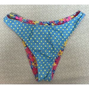 Wild Fable Womens Large Floral/Polka Dot Low Rise High Leg Cheeky Bikini Bottom